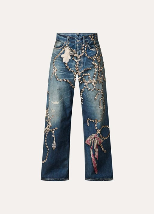 Acne Studios High waist wide leg jeans met print - voorkant 2 indigo
