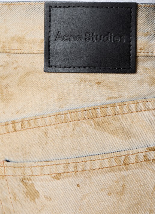 Acne Studios High waist wide leg jeans met verwassen afwerking - detail 3 beige