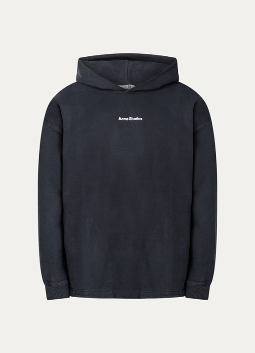 Acne Studios Hoodie met steekzakken en logo - voorkant zwart