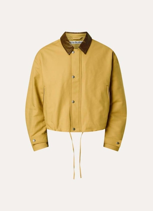 Acne Studios Jack met ritszakken en trekkoord - voorkant okergeel