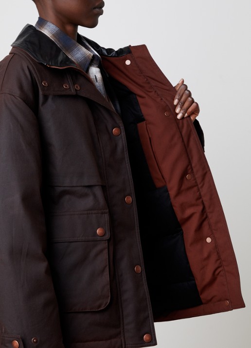 Acne Studios Jack van canvas met donsvulling - detail 2 donkerbruin