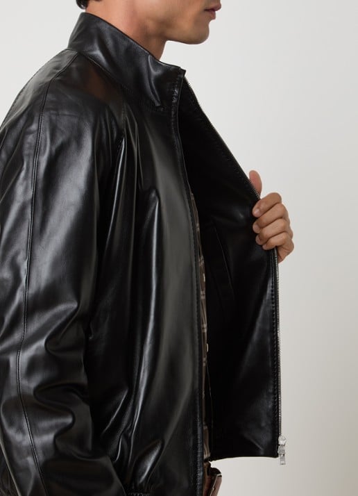 Acne Studios Jack van lamsleer met steekzakken - detail 4 zwart