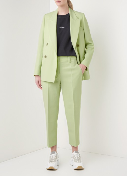 Acne Studios Janny double-breasted blazer in wolblend - voorkant 3 lime