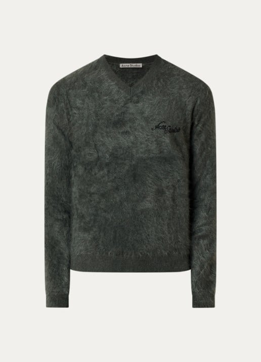 Acne Studios Kluch grofgebreide trui van kasjmier met V-hals en logoborduring