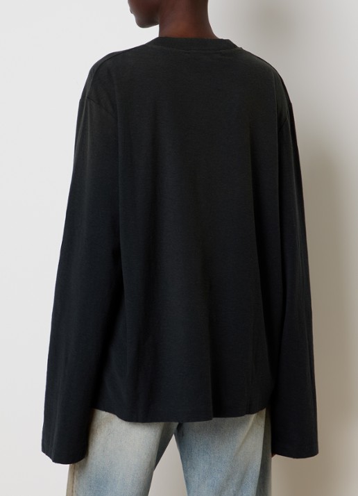 Acne Studios Longsleeve met logoprint en verwassen afwerking - achterkant zwart