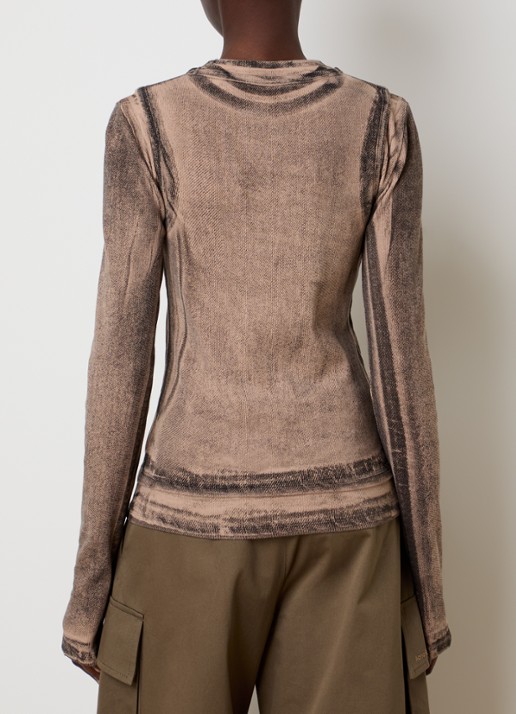 Acne Studios Longsleeve met logoprint en verwassen afwerking - achterkant bruin