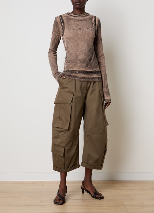 Acne Studios Longsleeve met logoprint en verwassen afwerking - voorkant 3 bruin