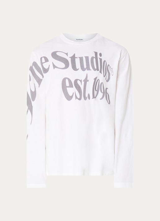 Acne Studios Longsleeve met logoprint - voorkant 5 wit