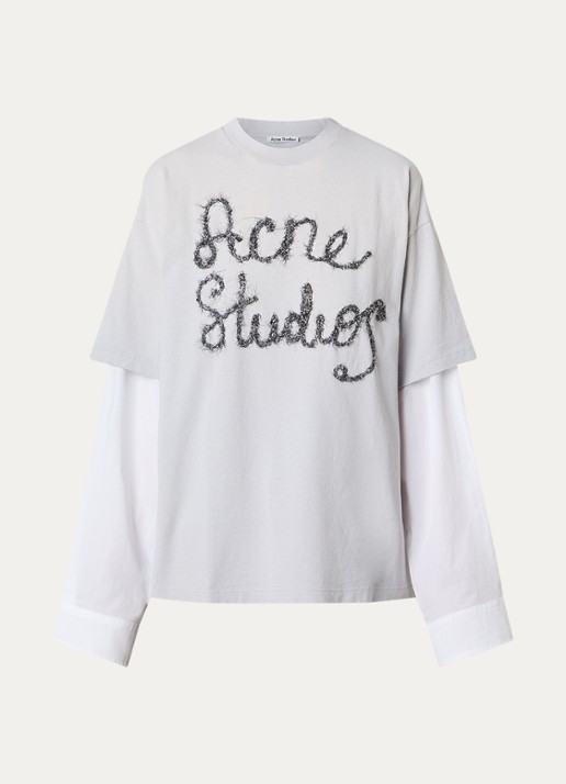 Acne Studios Longsleeve met logoprint - voorkant blauwgrijs