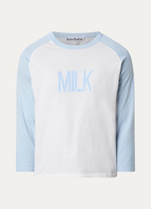 Acne Studios Longsleeve met print - voorkant 4 lichtblauw