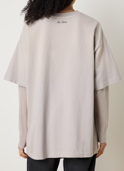 Acne Studios Longsleeve met print - achterkant 3 donkerbeige