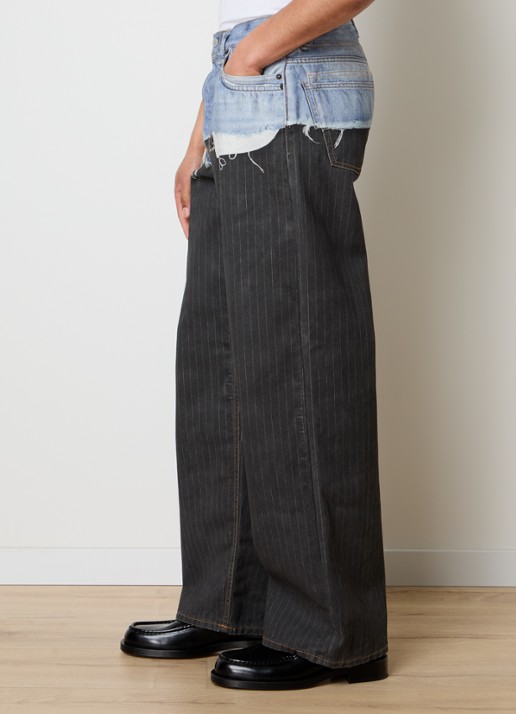Acne Studios Loose fit jeans met gekleurde wassing en krijtstreep - detail 2 antraciet