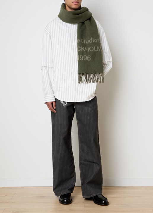 Acne Studios Loose fit jeans met gekleurde wassing en krijtstreep - voorkant 6 antraciet