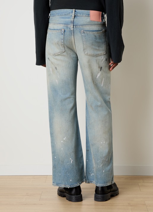 Acne Studios Loose fit jeans  met lichte wassing en verwassen afwerking - achterkant indigo