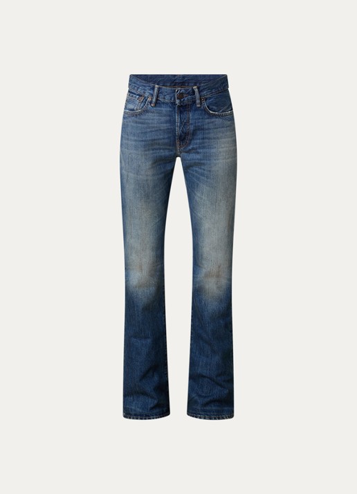 Acne Studios Low waist slim fit jeans met medium wassing - voorkant indigo