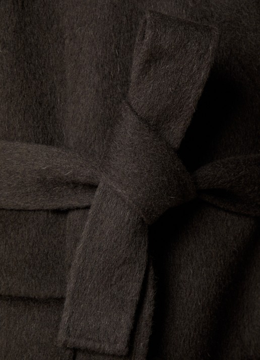 Acne Studios Mantel in alpaca wolblend met strikceintuur - detail 4 antraciet