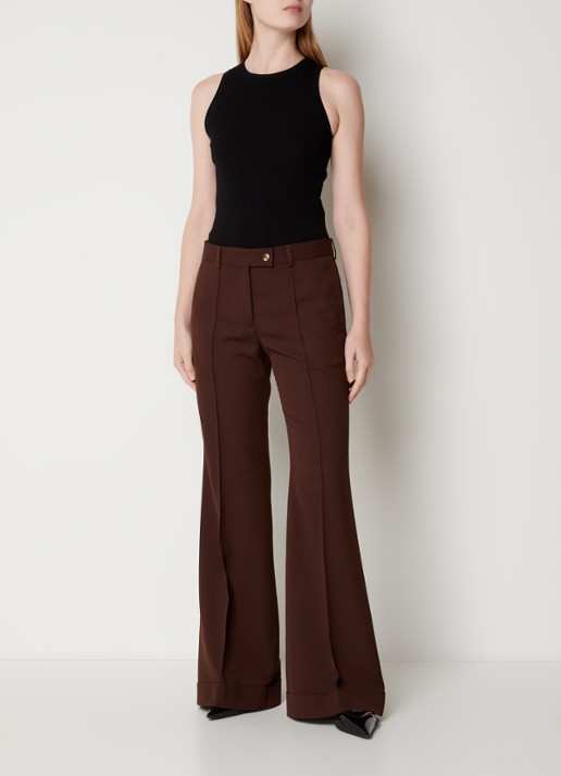 Acne Studios Mid waist flared pantalon in wolblend - voorkant 3 bruin