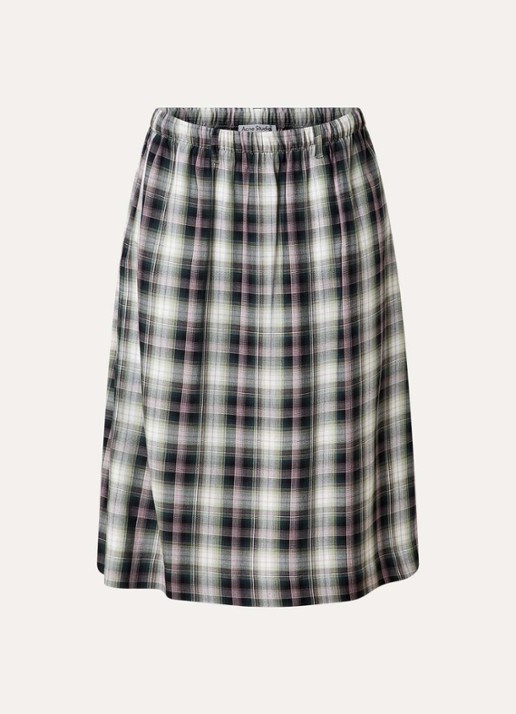 Acne Studios Midi rok met ruitdessin en steekzakken - voorkant 2 zwart