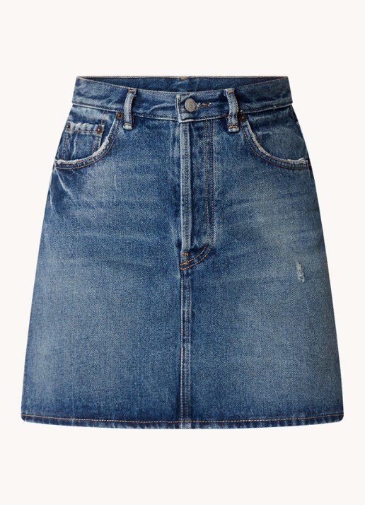 Acne Studios Mini spijkerrok met steekzakken - voorkant 2 indigo