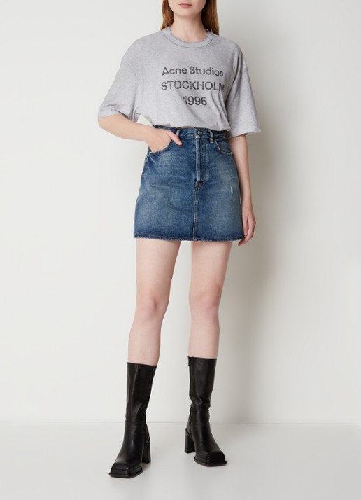 Acne Studios Mini spijkerrok met steekzakken - voorkant 3 indigo