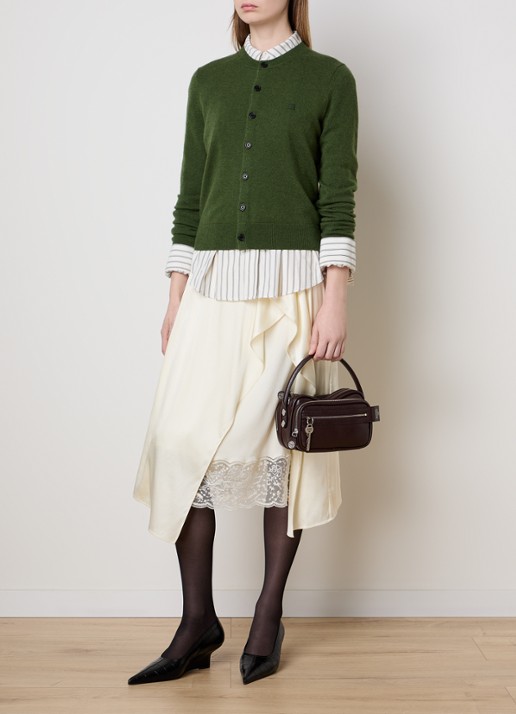 Acne Studios Minirok van satijn met details van kant - voorkant 5 gebroken wit