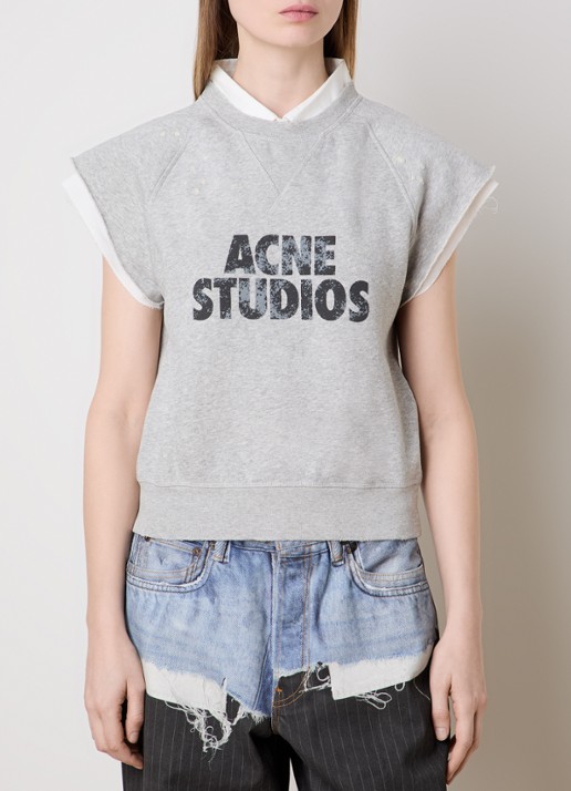 Acne Studios Mouwloze top met logo - detail 2 grijsmele