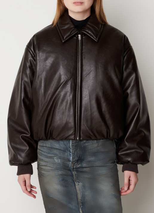 Acne Studios Onnea cropped bomberjack  - detail 2 donkerbruin