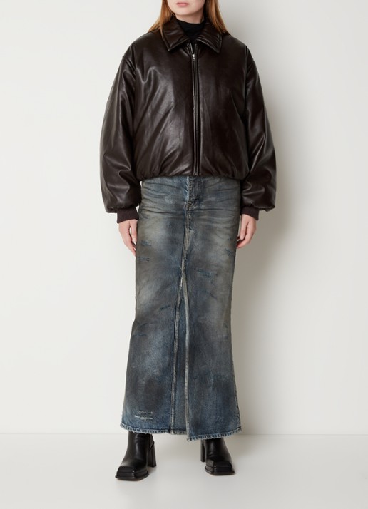 Acne Studios Onnea cropped bomberjack  - voorkant 6 donkerbruin