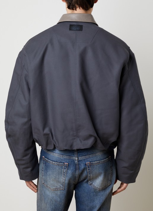 Acne Studios Opado gewatteerd bomberjack met kraag van leer - achterkant donkergrijs