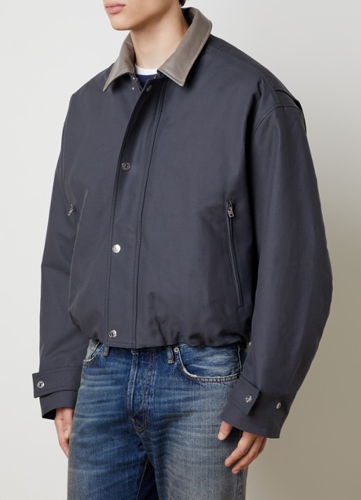 Acne Studios Opado gewatteerd bomberjack met kraag van leer - detail 4 donkergrijs