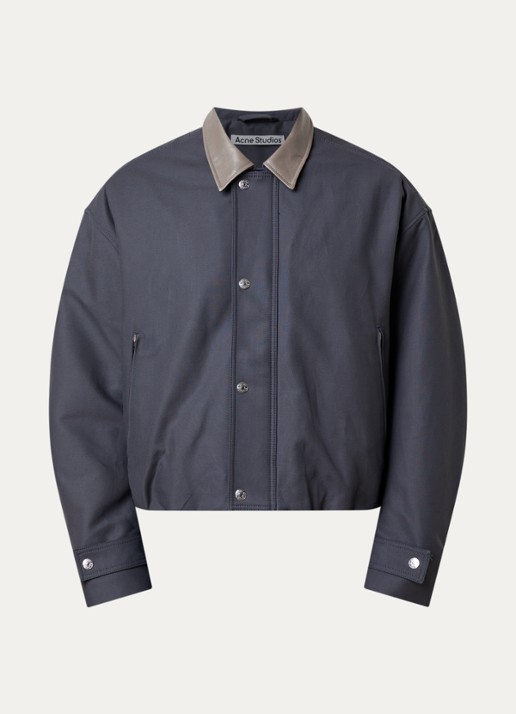 Acne Studios Opado gewatteerd bomberjack met kraag van leer - voorkant 2 donkergrijs