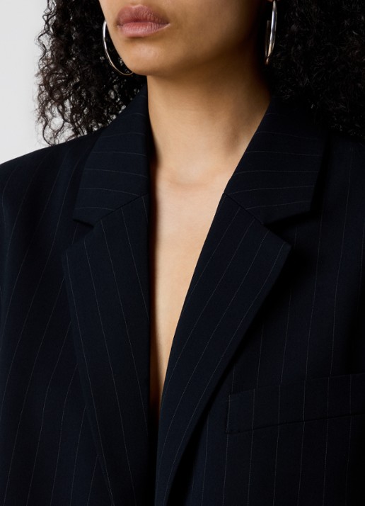 Acne Studios Oversized colbert met krijtstreep en klepzakken - detail 2 donkerblauw