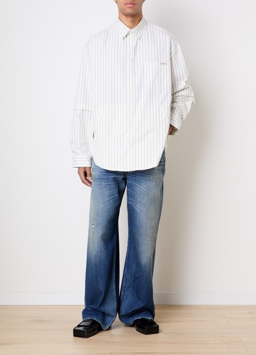 Acne Studios Oversized fit overhemd met krijtstreep en borstzak - voorkant 5 gebroken wit