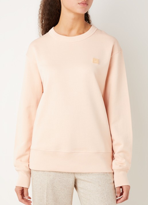 Acne Studios Oversized sweater met patch - detail 4 roze