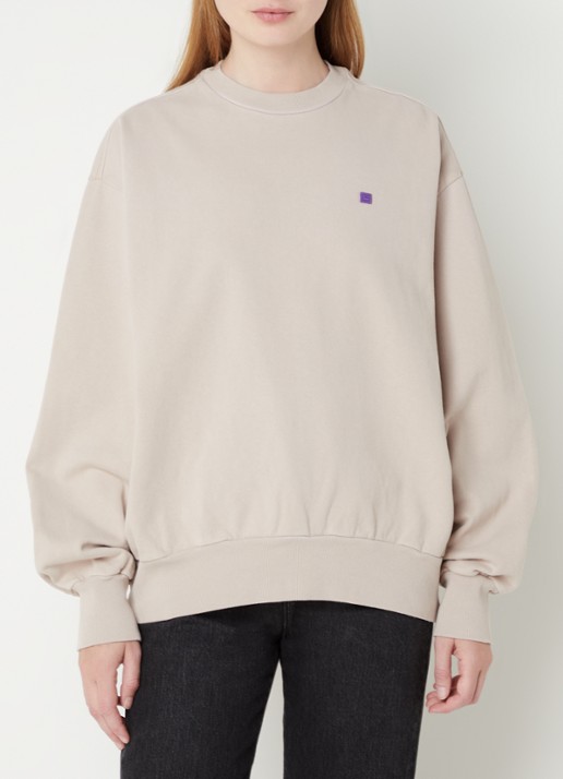 Acne Studios Oversized sweater van  katoen  - detail donkerbeige