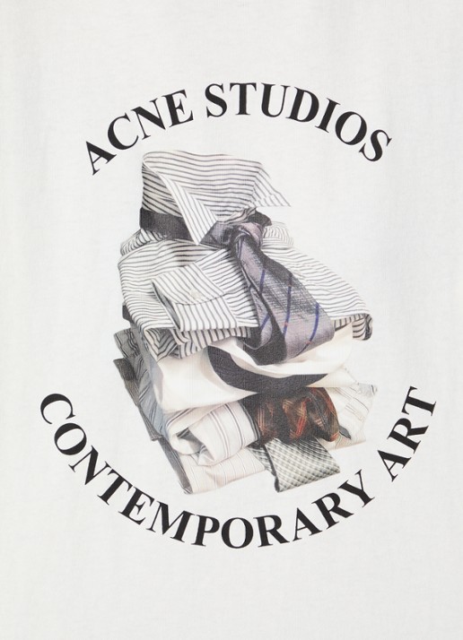 Acne Studios Oversized T-shirt met logoprint - detail 5 gebroken wit