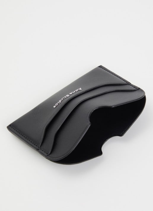 Acne Studios Pasjeshouder van kalfsleer met logo - voorkant 3 zwart