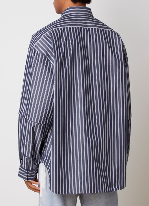 Acne Studios Regular fit overhemd met borstzak en streepprint - achterkant 3 donkerblauw