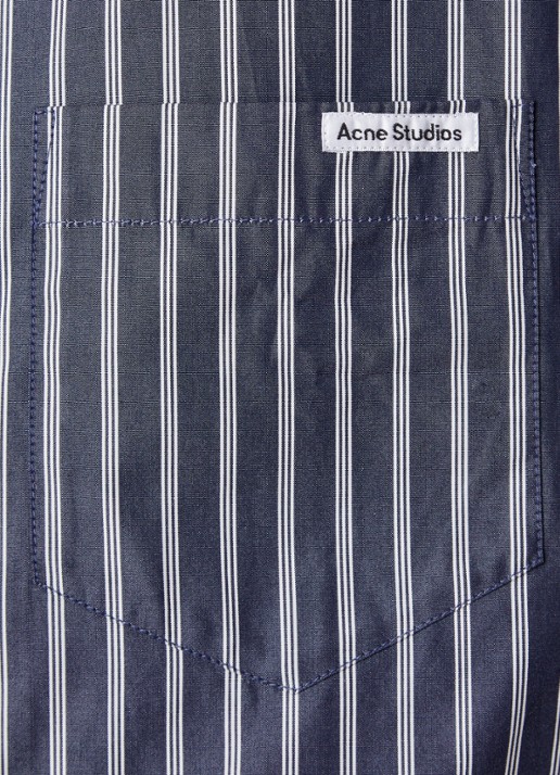 Acne Studios Regular fit overhemd met borstzak en streepprint - detail 5 donkerblauw