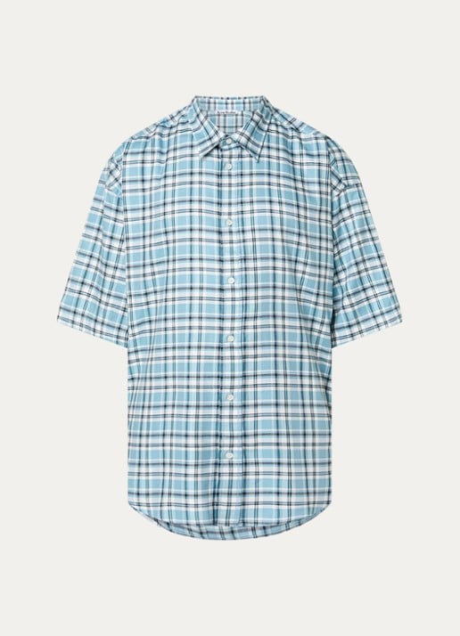 Acne Studios Regular fit overhemd met ruitdessin - voorkant staalblauw