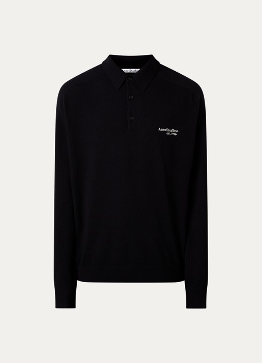 Acne Studios Richard fijngebreide trui van wol met polokraag - voorkant 4 zwart