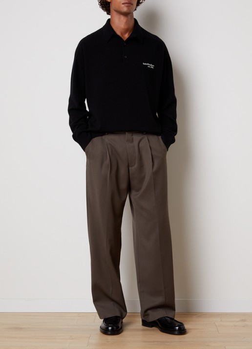 Acne Studios Richard fijngebreide trui van wol met polokraag - voorkant 5 zwart