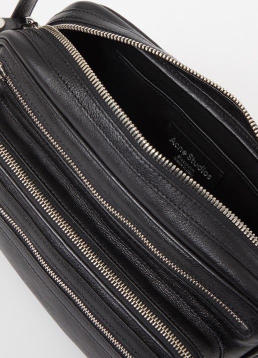 Acne Studios Schoudertas van kalfsleer met afneembare schouderriem - detail 5 zwart