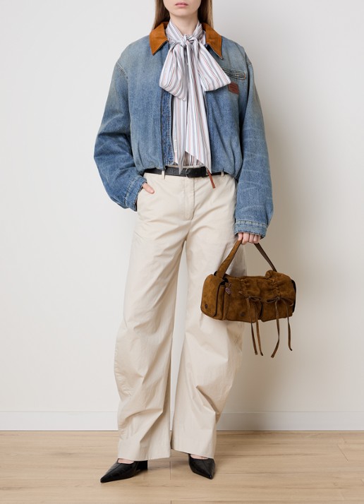 Acne Studios Schoudertas van kalfssuède - voorkant 2 bruin