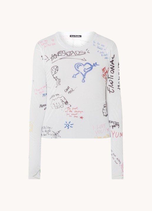Acne Studios Semi-transparante top met print - voorkant 2 wit