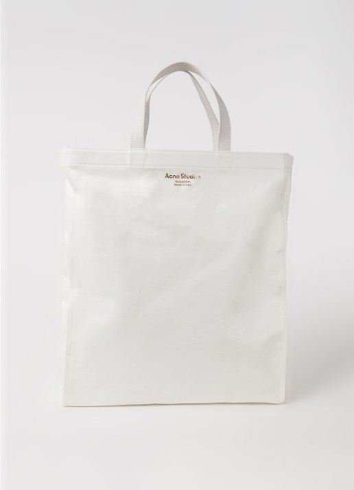 Acne Studios Shopper met leren details en lakfinish - voorkant wit