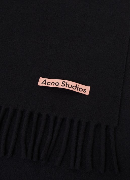 Acne Studios Sjaal van wol 200 x 45 cm - detail zwart