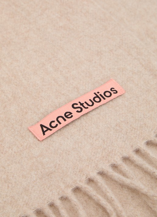 Acne Studios Sjaal van wol met franjes 200 x 45 cm - detail 2 beige