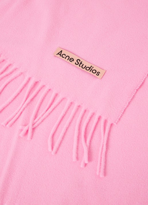 Acne Studios Sjaal van wol met logo 200 x 45 cm - detail 2 roze