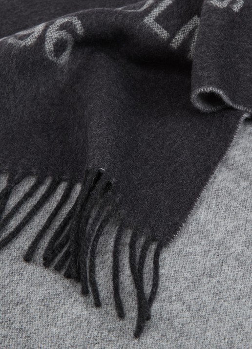 Acne Studios Sjaal van wol met logoprint 180 x 40 cm - detail 2 zwart